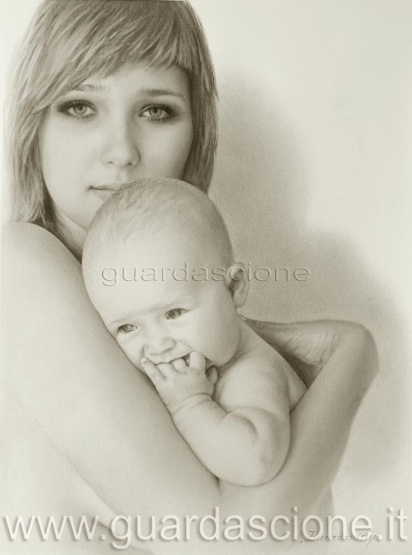 quadro maternità a matita, quadri creati da foto