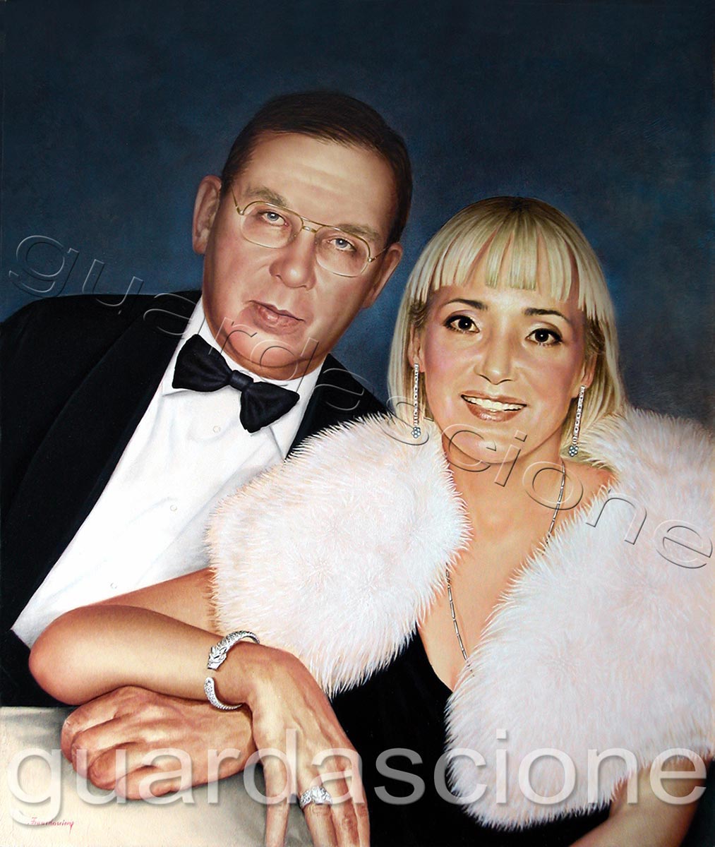 ritratto di coppia dipinto a olio su tela