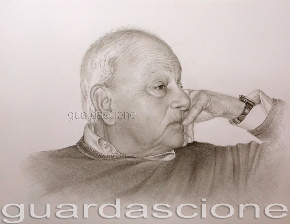 ritratto di anziano signore a matita eseguito da una foto realizzato su commissione